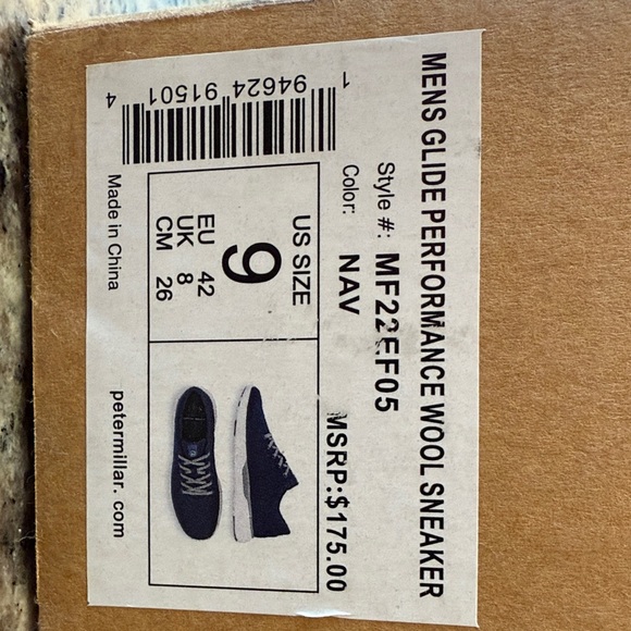 Peter Millar Glide Dark Blue Wool Sneakers with Gray Accents - Picture 7 of 7